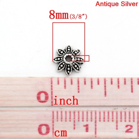 Metallperlen Mix 100 Stück Zwischenperlen + Perlenkappen 4-8 mm