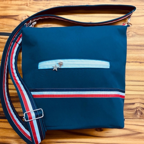 Große Handtasche im Retro-Style ‍blau Crossbag
