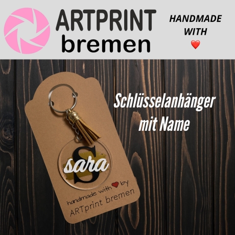 personalisierter Schlüsselanhänger rund mit Name / Text