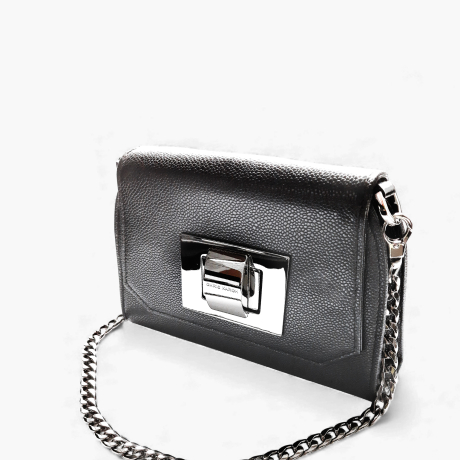 Schwarze Kaviarleder Schultertasche ELOISE (159)