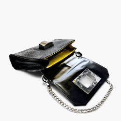 Schwarze Kaviarleder Schultertasche ELOISE (159)
