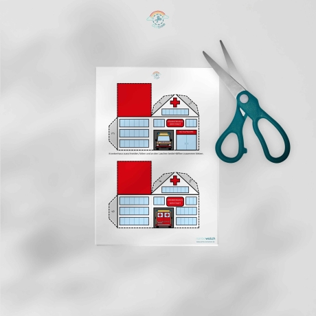 rainbowatch© Bastelvorlage Krankenhaus – Meine Heimat Bastelbogen
