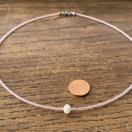 Kette Süßwasserperle mit Glasperlen rosa