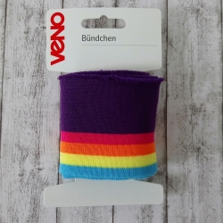 Bündchen 6 x 110 cm violett/Regenbogen