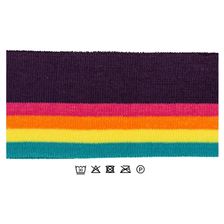 Bündchen 6 x 110 cm violett/Regenbogen