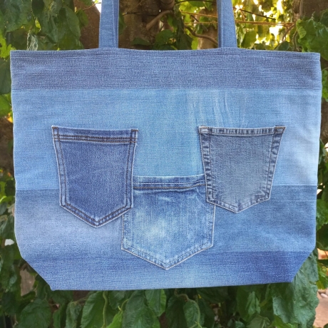 Jeans Upcycling Shopper | Einkaufstasche | Unikat | Innentasche