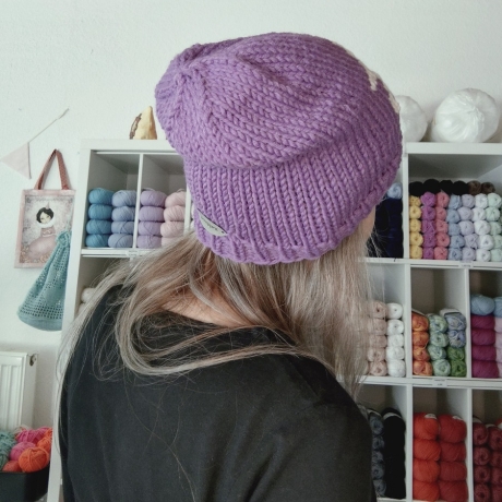 Beanie Star Gr. 50-54 lavendel/natur