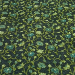 Stoff Ital. Musterwalk Kochwolle Relief Blumen anthrazit grün