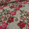 Stoff Musterwalk Walkloden Kochwolle Blumen beige rot pink oliv