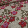 Stoff Musterwalk Walkloden Kochwolle Blumen beige rot fliede oliv