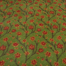 Stoff Musterwalk Walkloden Kochwolle Blumen grün gelb rot braun