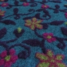 Stoff Musterwalk Walkloden Kochwolle Blumen blau lila fuchsia