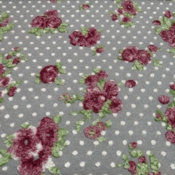 Stoff Ital. Musterwalk Walkloden Blumen Punkte grau bordeaux grün