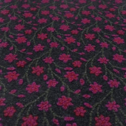 Stoff Musterwalk Kochwolle Walkloden Blumen grau rot hellgrau