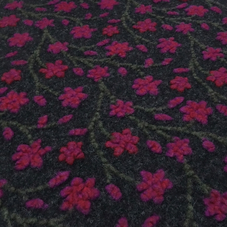 Stoff Musterwalk Kochwolle Walkloden Blumen grau rot hellgrau