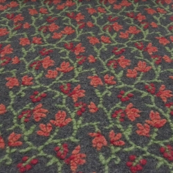 Stoff Musterwalk Kochwolle Walkloden Blumen grau grün orange rot