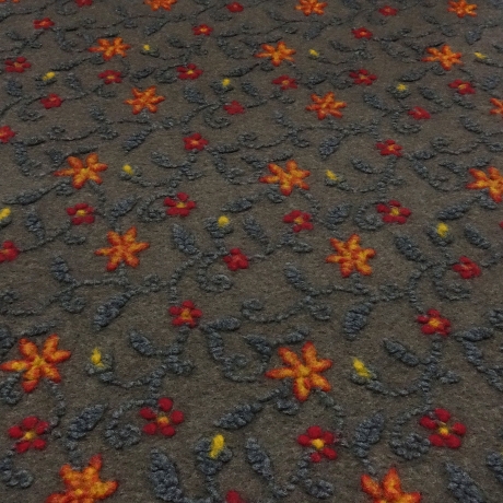 Stoff Musterwalk Walkloden Kochwolle Blumen braun gelb orange