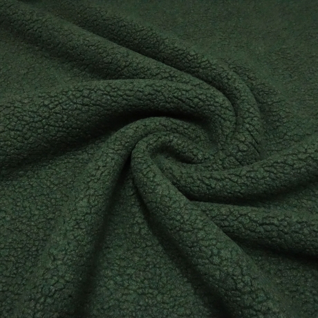 Stoff Ital. Musterwalk Kochwolle Teddy Optik Relief grün
