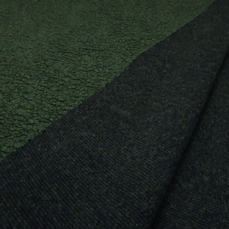 Stoff Ital. Musterwalk Kochwolle Teddy Optik Relief grün