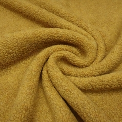 Stoff Ital. Musterwalk Kochwolle Teddy Optik Relief curry senf