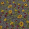 Stoff Ital. Musterwalk Walkloden Relief Blumenmuster grau gelb
