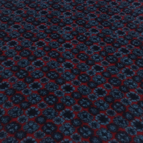 Stoff Ital. Musterwalk Walkloden Relief Blumen Ornamente rot blau
