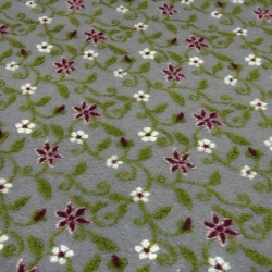 Stoff Musterwalk Walkloden Blumen Ranken grau grün rot weiß