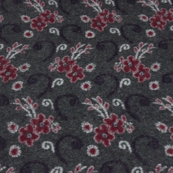 Stoff Musterwalk Walkloden Kochwolle Blumen Ranken grau bordeaux