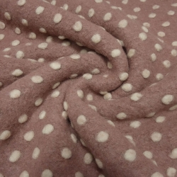 Stoff Musterwalk Walkloden Kochwolle Punkte altrosa wollweiß