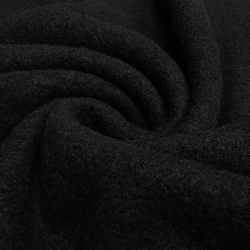 Stoff Ital. gekochte Wolle Kochwolle Walkloden schwarz uni