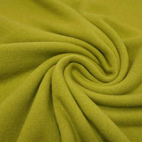 Stoff Merino Merinostrickstoff Wolle uni grün grüngelb