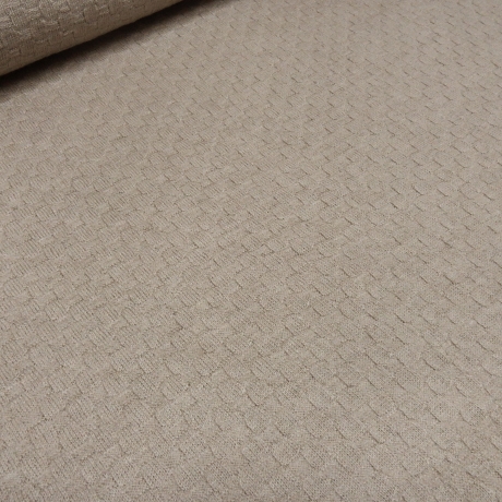 Stoff Strickstoff 100% Merinostrick Flechtmuster Korb sand beige