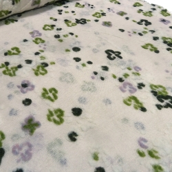 Stoffe Leinen Strick Intarsien Blumen sand weiß rosa grün oliv