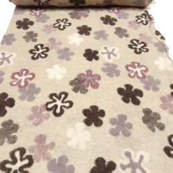 Stoff Ital. Baumwolle Jersey Intarsien Blumen beige braun rosa