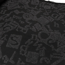 Stoff Baumwolle Jersey Intarsien Buchstaben Salat schwarz grau