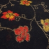 Stoff Baumwolle Jersey Intarsien Blumenmuster schwarz rot gelb