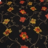 Stoff Baumwolle Jersey Intarsien Blumenmuster schwarz rot gelb