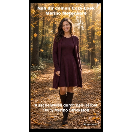 Stoff Premium Merino Strickstoff Weinrot Bordeaux Melange