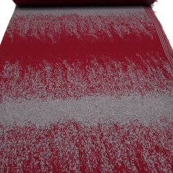 Stoff Merinowolle Doubleface Jacquard Farbverlauf rot grau mel.