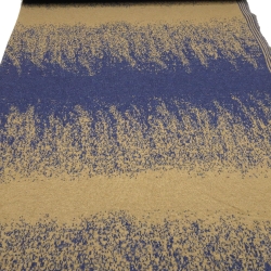 Stoff Merinowolle Doubleface Jacquard Farbverlauf beige blau