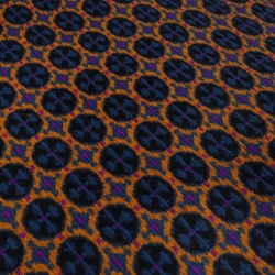 Stoff schwerer Jacquard Merinostrick Kreise orange blau schwarz 