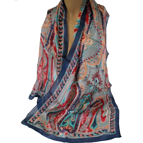 Damen-Seiden-Schal Paisley-Design, 160x50 cm, neu, bunt