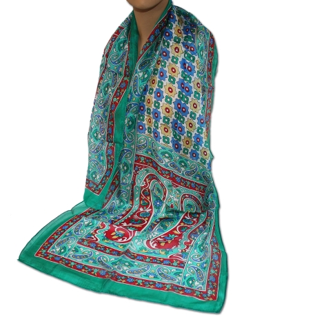 Damen-Seiden-Schal Paisley-Design, 160x50 cm, neu, bunt