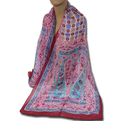 Damen-Seiden-Schal Paisley-Design, 160x50 cm, neu, bunt