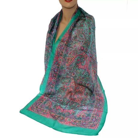 Damen-Seiden-Schal Paisley-Design, 160x50 cm, neu, bunt