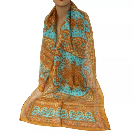Damen-Seiden-Schal Paisley-Design, 160 x 50 cm, bunt