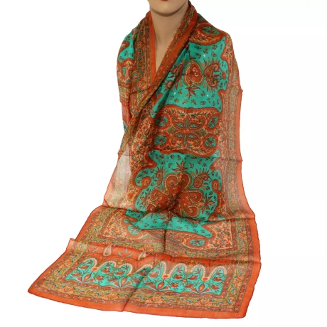 Damen-Seiden-Schal Paisley-Design, 160x50 cm, neu, bunt