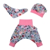 3-tlg Baby Pumphosen-Set Erstlingsoutfit Blumen Aquarell Rosen 