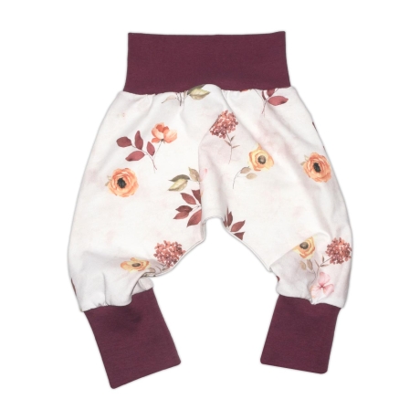 3-tlg Baby-Set Pumphosen-Set Erstlingsoutfit Aquarellblumen beige