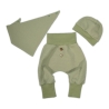 3-tlg Baby-Set Pumphosen-Set Erstlingsoutfit in olivgrün